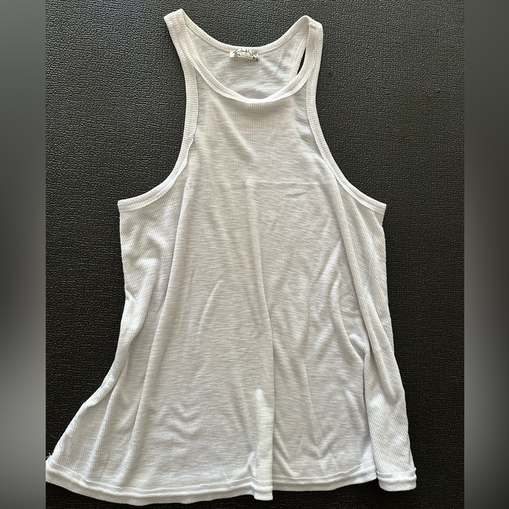 Free People high neck ribbed white tank
